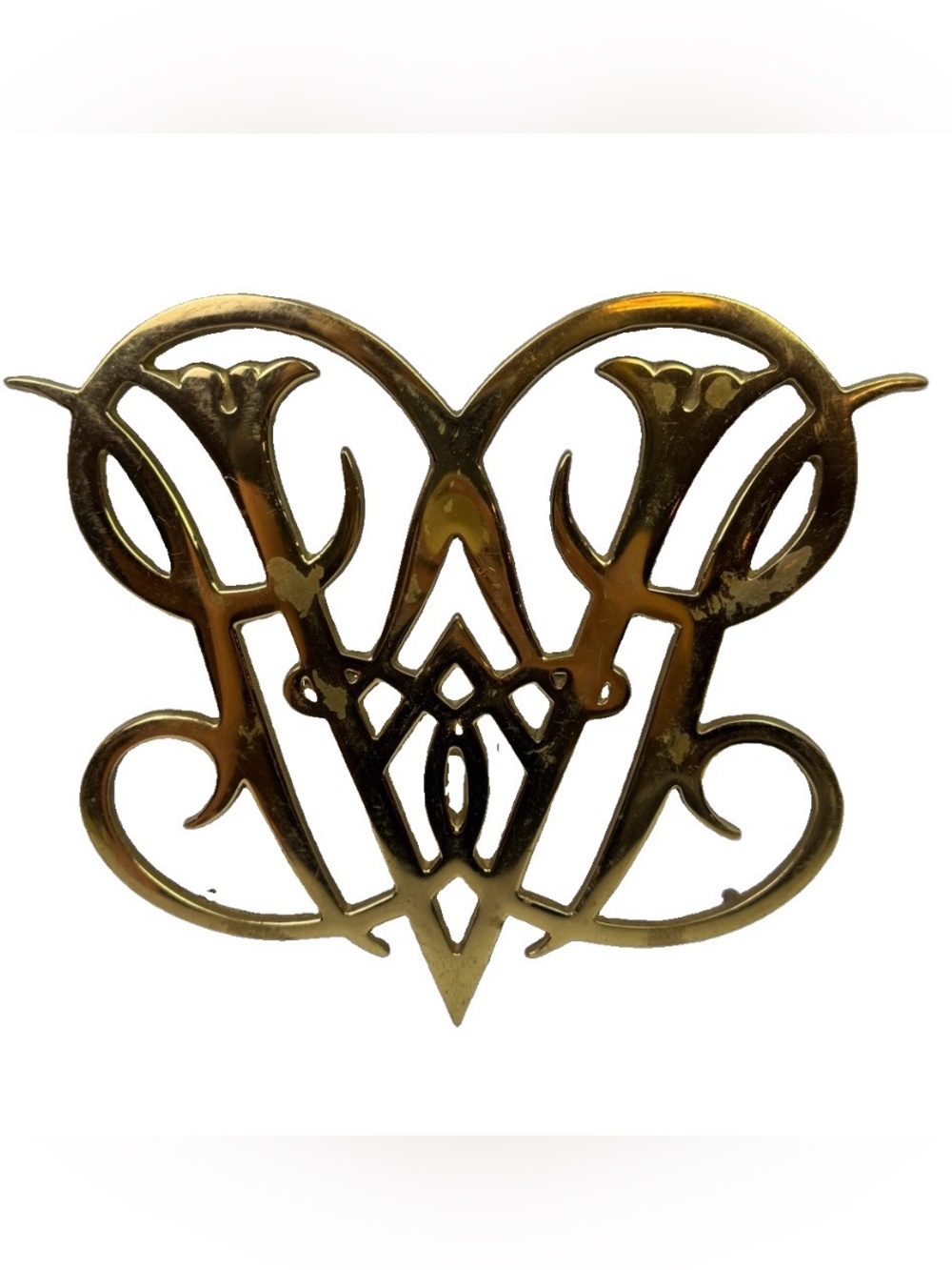 Vintage Virginia Metalcrafters 1950 Brass Queen Anne Cypher Trivet Williamsburg